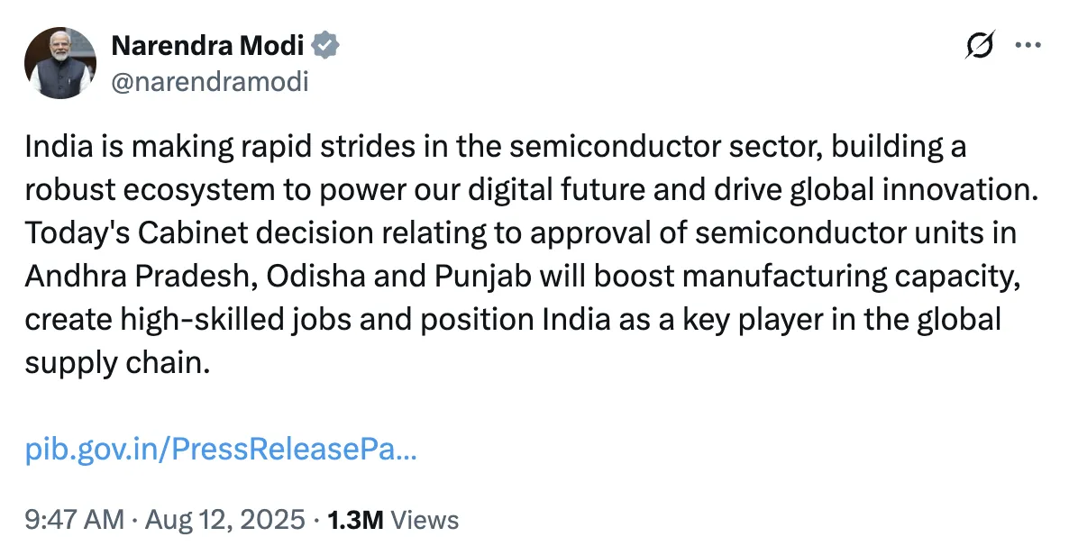 India is making rapid strides in the semiconductor sector, building a robust ecosystem to power our digital future and drive global innovation. 